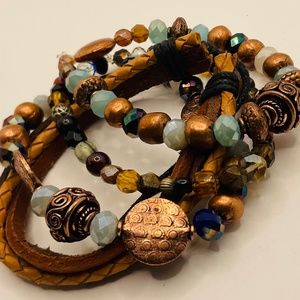 Copper beaded bracelet Copper and gem stones